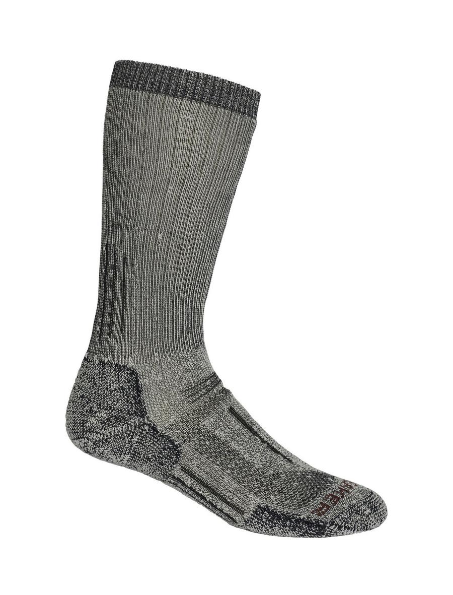 Men's Icebreaker Merino Mountaineer Mid Calf Socks Jet Heather / Espresso | CA 1910OKIR